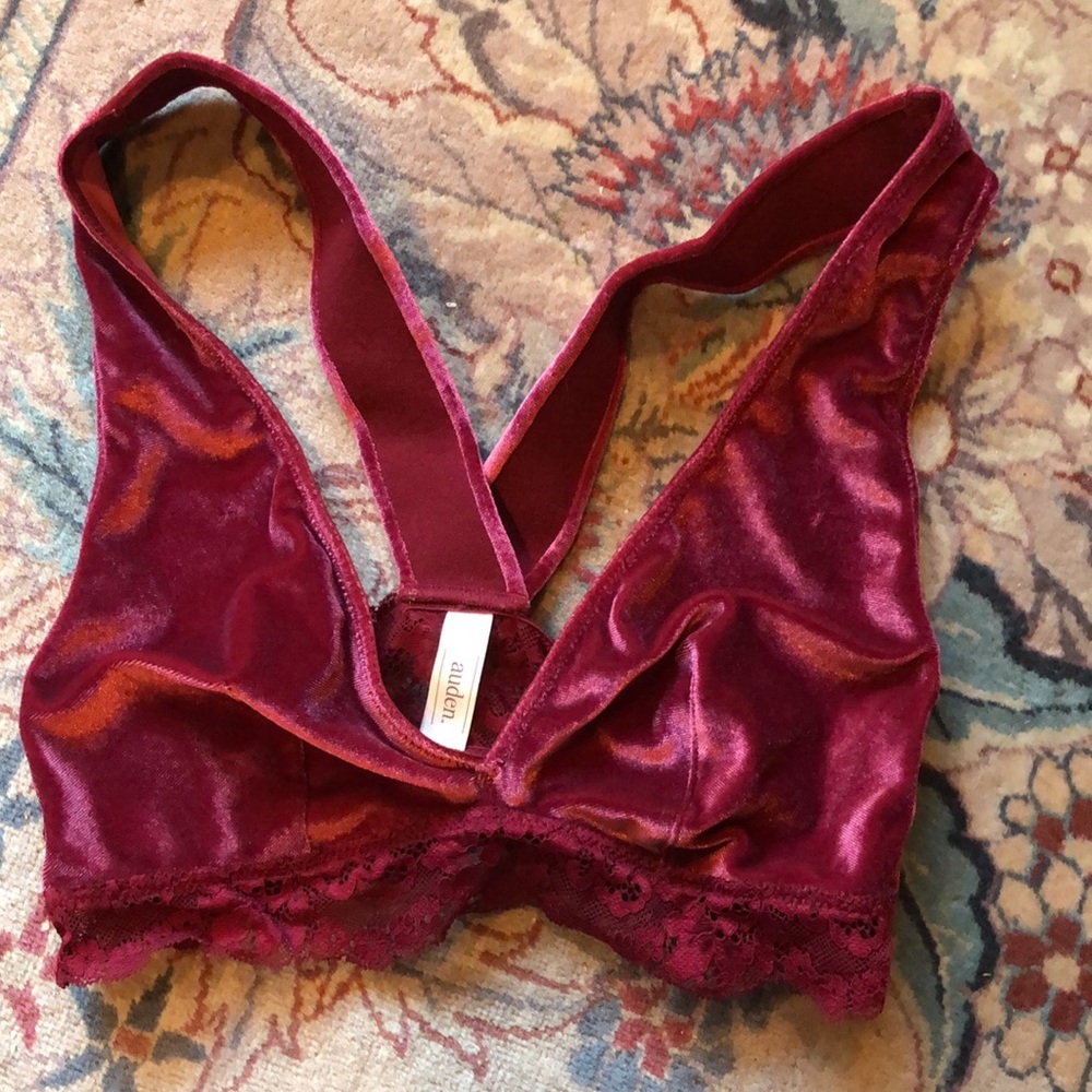 Auden Women’s Red Velvet Plunge Bralette Size Small - Picture 8 of 16